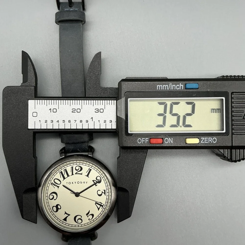 TOKYObay Womens Watch 35mm Cream Dial Black Leather Easy Read New Battery